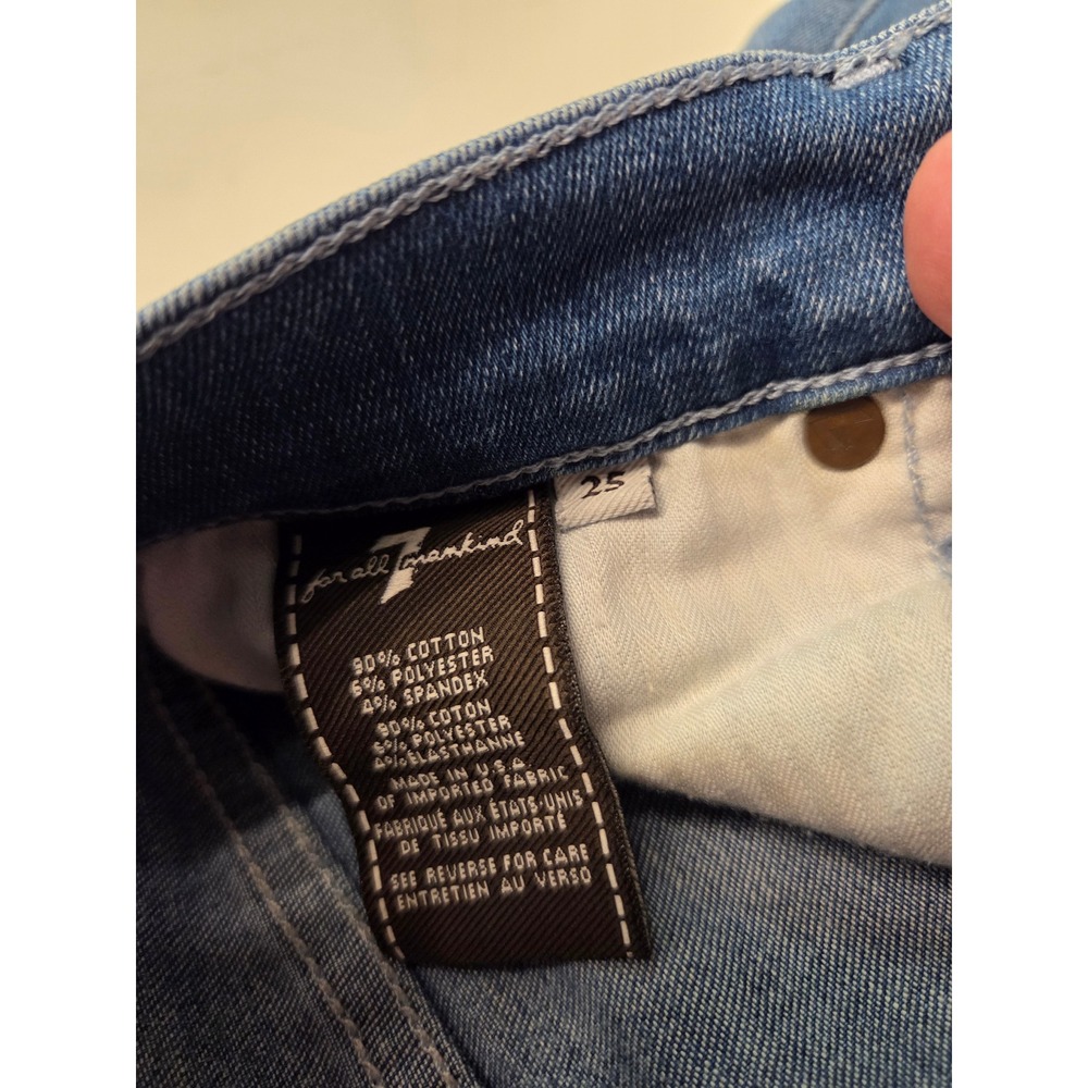 7 For All Mankind The Skinny Crop & Roll Medium Wash Stretch Jeans Size 25 - Picture 5 of 10